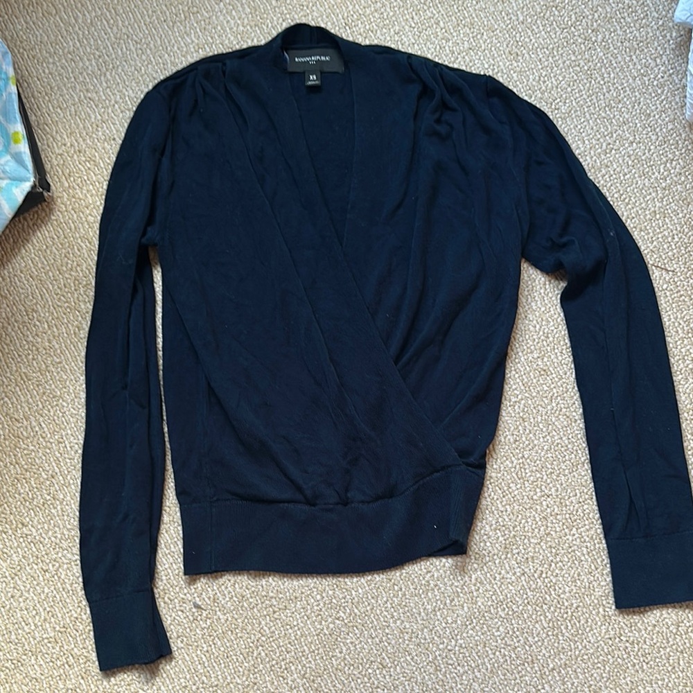 Banana Republic Blue Long Sleeve Wrap Blouse